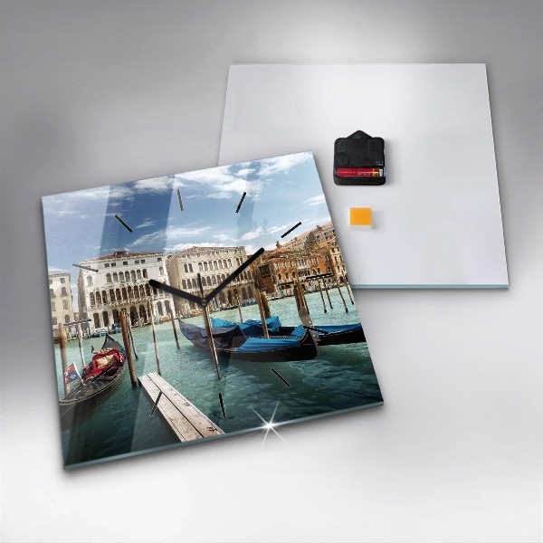Square wall clock Gondolas Venice Italy