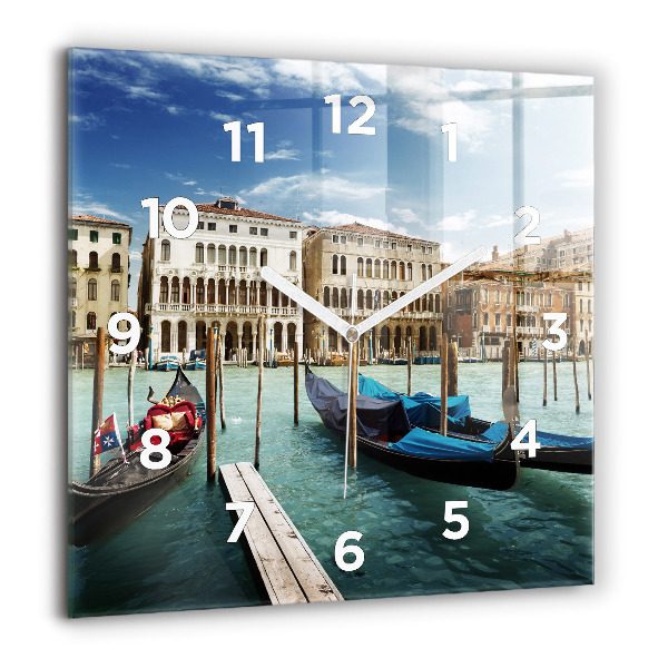 Square wall clock Gondolas Venice Italy