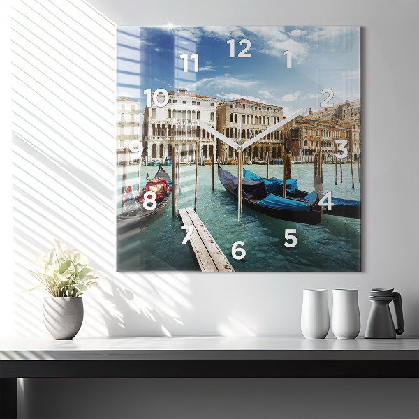 Square wall clock Gondolas Venice Italy