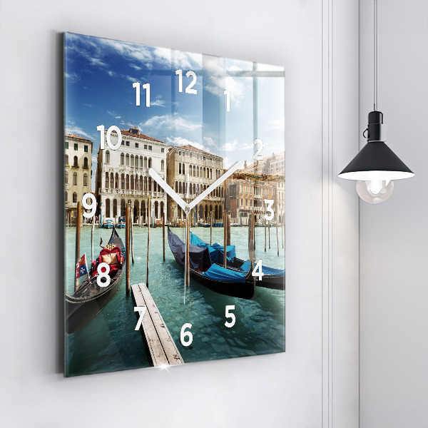 Square wall clock Gondolas Venice Italy