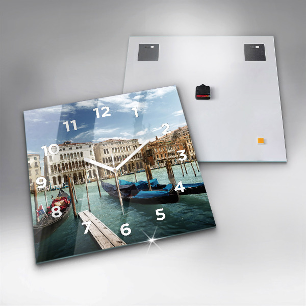 Square wall clock Gondolas Venice Italy