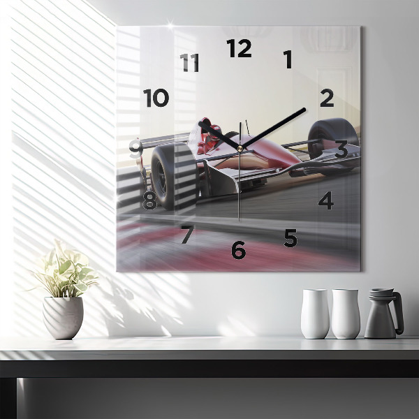Square wall clock Sports racing car