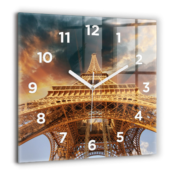 Square wall clock The Eiffel Tower against the clouds