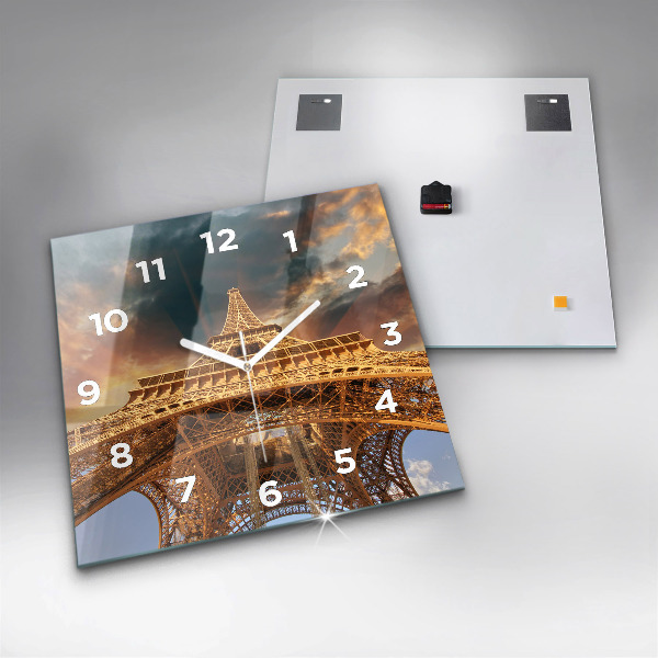 Square wall clock The Eiffel Tower against the clouds