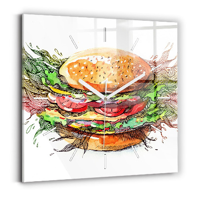 Square wall clock XXL Cheese Burger