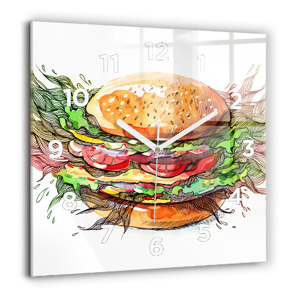 Square wall clock XXL Cheese Burger