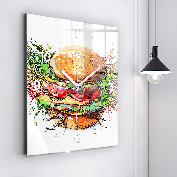 Square wall clock XXL Cheese Burger