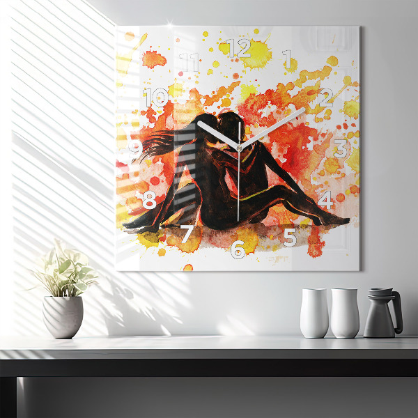 Square wall clock Love and a couple in love