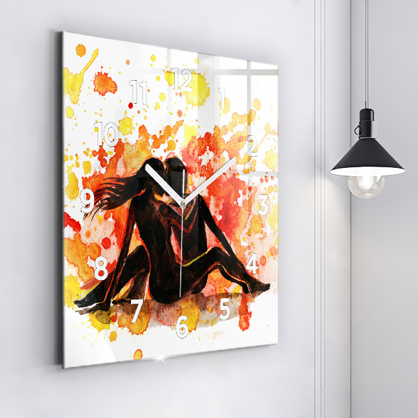 Square wall clock Love and a couple in love