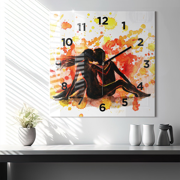 Square wall clock Love and a couple in love