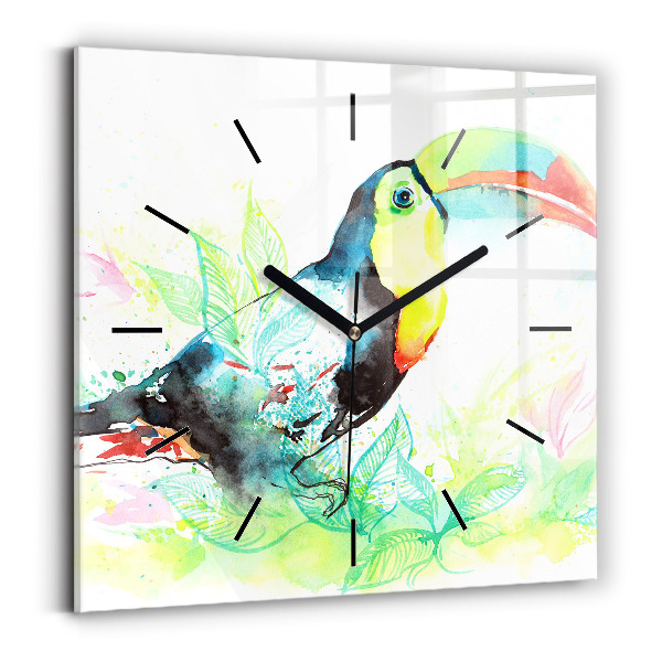 Square wall clock Toucan in the grass