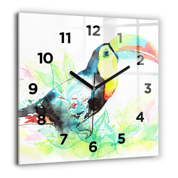 Square wall clock Toucan in the grass