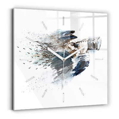 Square wall clock Captain with binoculars