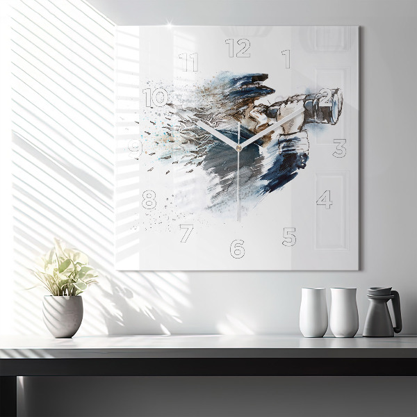 Square wall clock Captain with binoculars