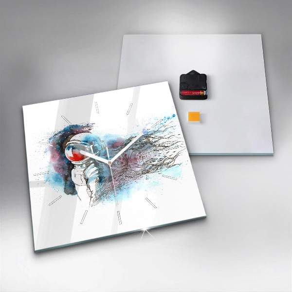 Square wall clock Astronaut abstraction