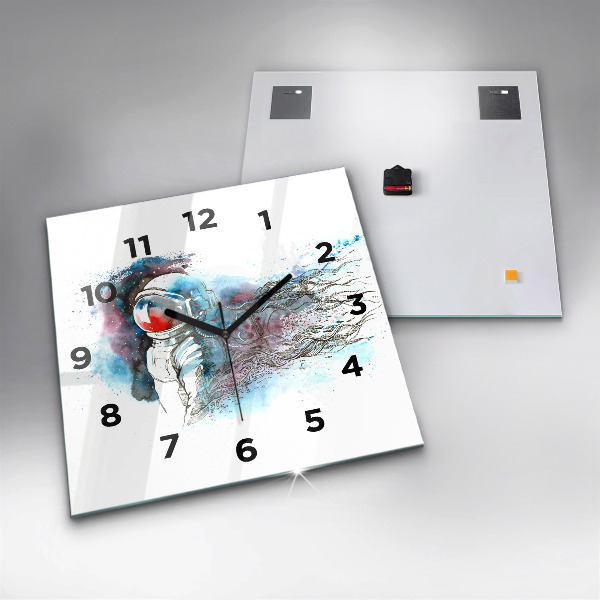 Square wall clock Astronaut abstraction