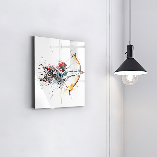 Square wall clock A warrior on the hunt