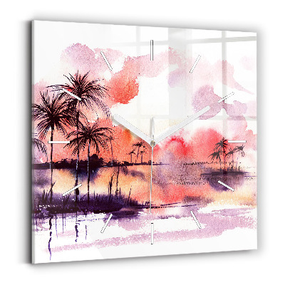 Square wall clock Tropical Landscape