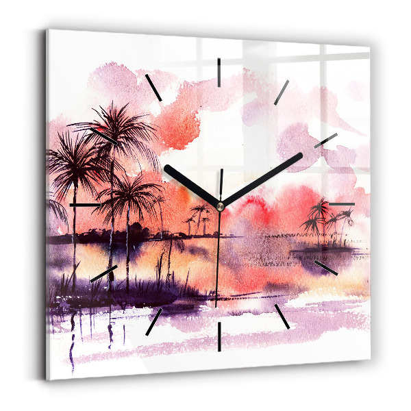 Square wall clock Tropical Landscape