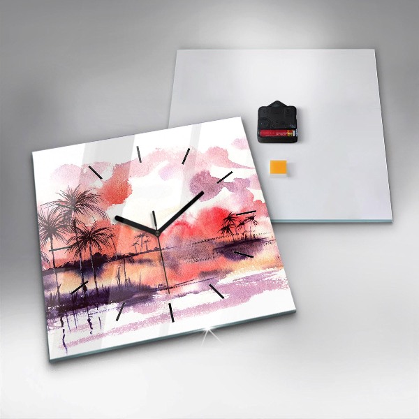 Square wall clock Tropical Landscape
