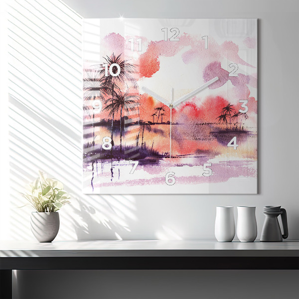 Square wall clock Tropical Landscape