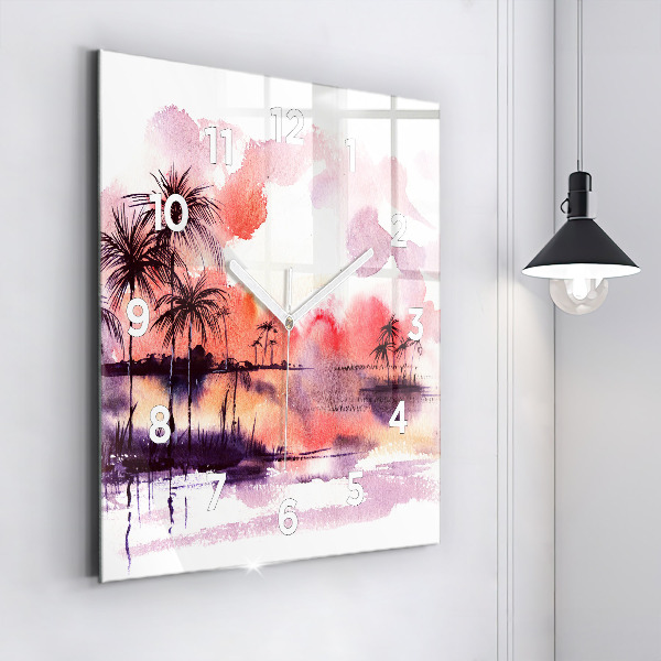 Square wall clock Tropical Landscape