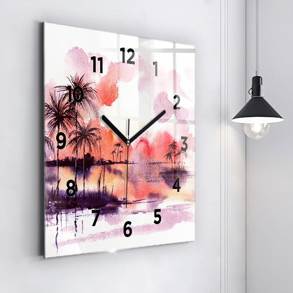 Square wall clock Tropical Landscape