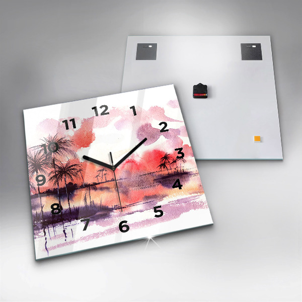 Square wall clock Tropical Landscape
