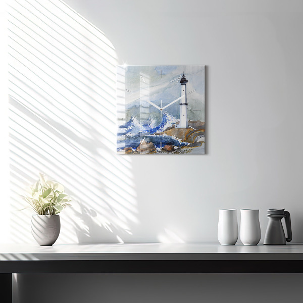 Square wall clock The sea and the lighthouse