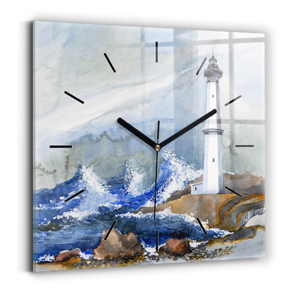 Square wall clock The sea and the lighthouse