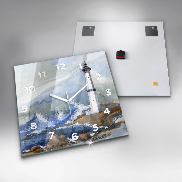 Square wall clock The sea and the lighthouse