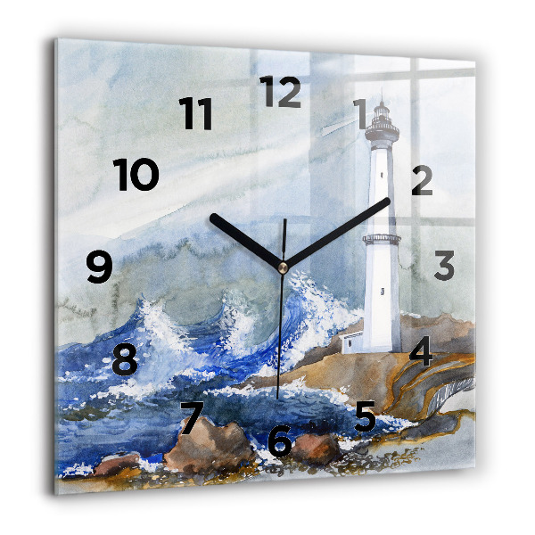 Square wall clock The sea and the lighthouse