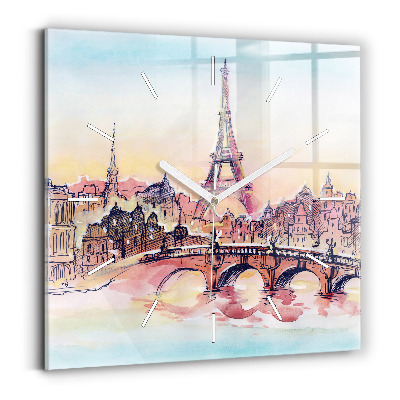Square wall clock Painted Landscape of Paris