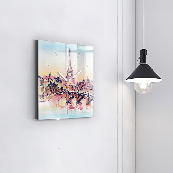 Square wall clock Painted Landscape of Paris