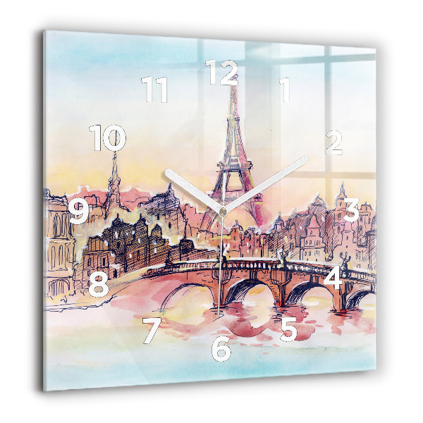 Square wall clock Painted Landscape of Paris