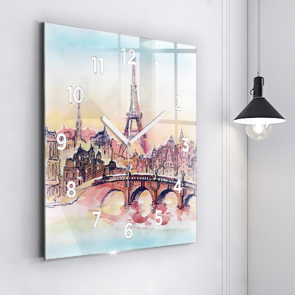 Square wall clock Painted Landscape of Paris