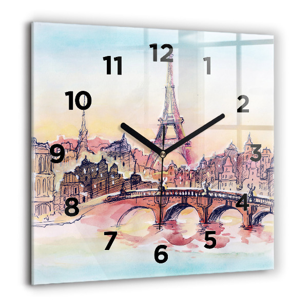 Square wall clock Painted Landscape of Paris