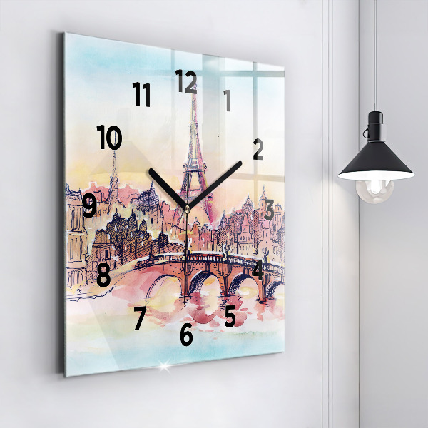 Square wall clock Painted Landscape of Paris