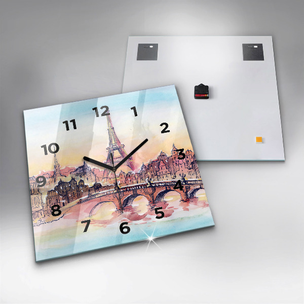 Square wall clock Painted Landscape of Paris