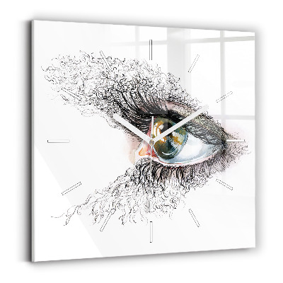 Square wall clock Drawing of a human eye