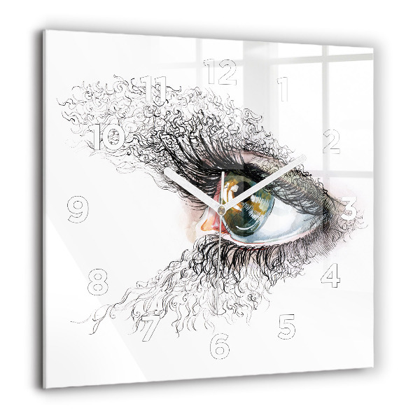 Square wall clock Drawing of a human eye