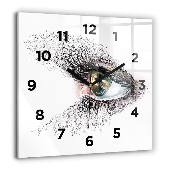 Square wall clock Drawing of a human eye