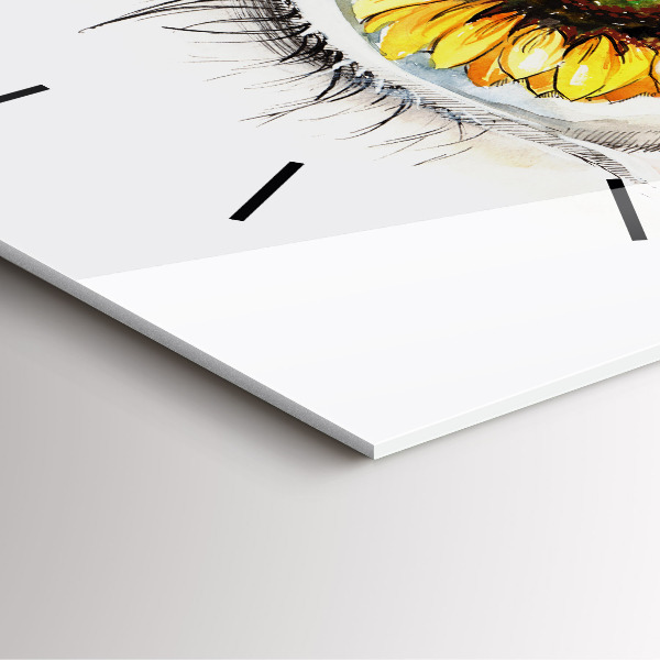 Square wall clock Sunflower flower in the eye