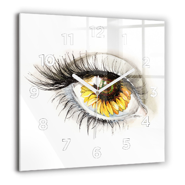 Square wall clock Sunflower flower in the eye