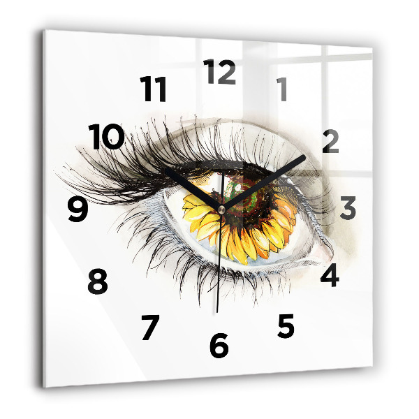 Square wall clock Sunflower flower in the eye