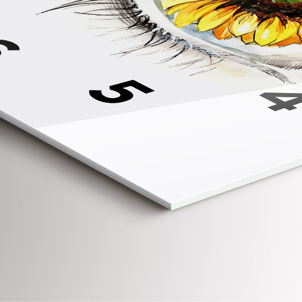 Square wall clock Sunflower flower in the eye