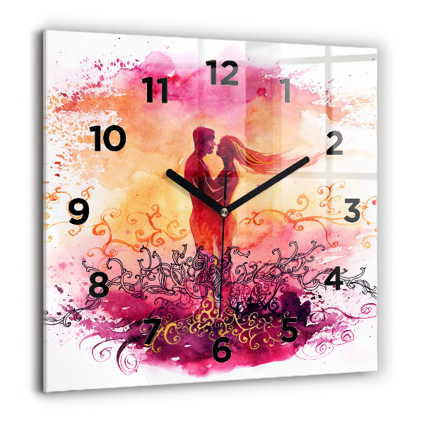 Square wall clock Watercolor couple in love