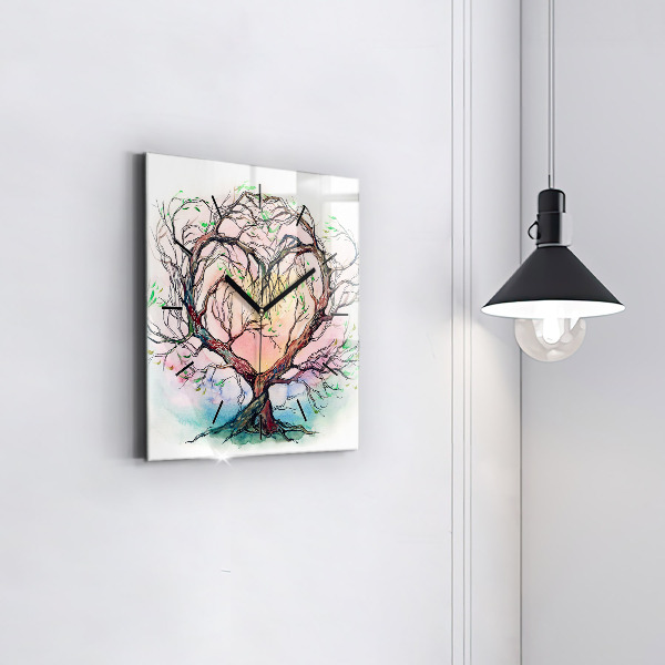 Square wall clock Tree the heart of nature