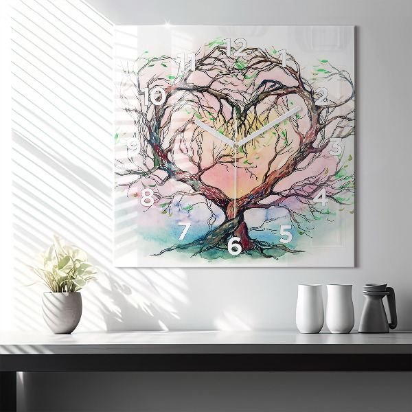 Square wall clock Tree the heart of nature
