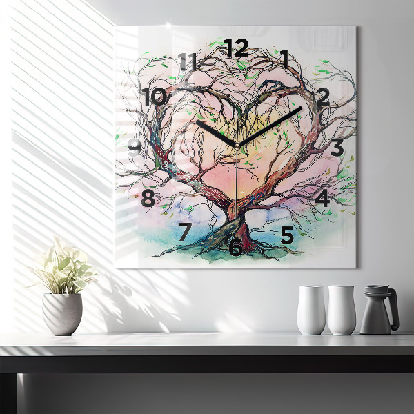 Square wall clock Tree the heart of nature